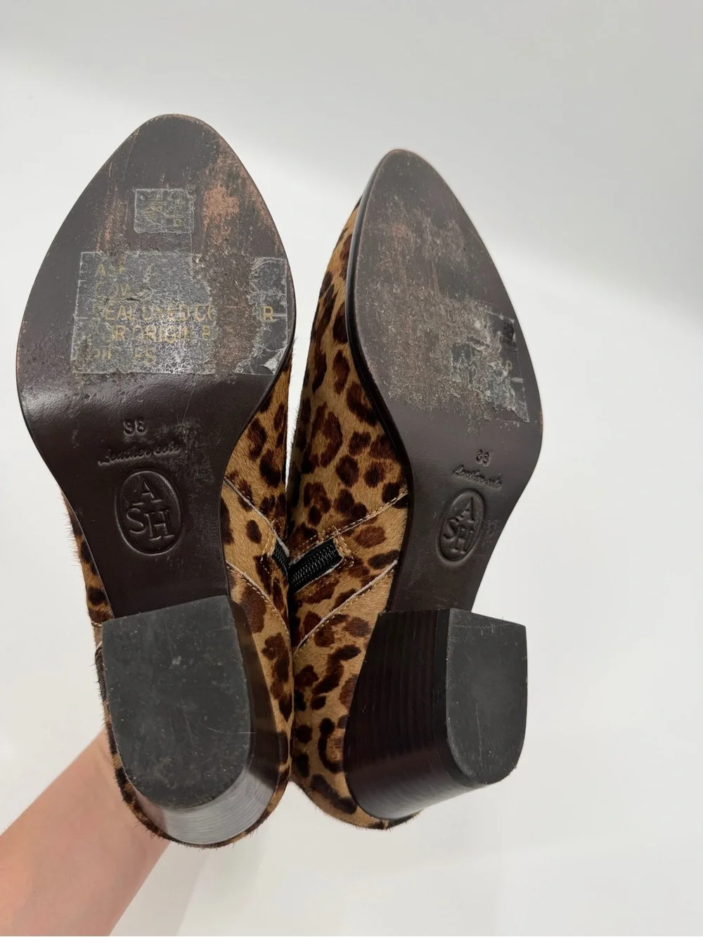 Ash Henna Leopard Print Cow Hair Leather Booties